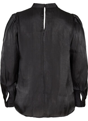 Langærmet bluse med shine, Black, Packshot image number 1