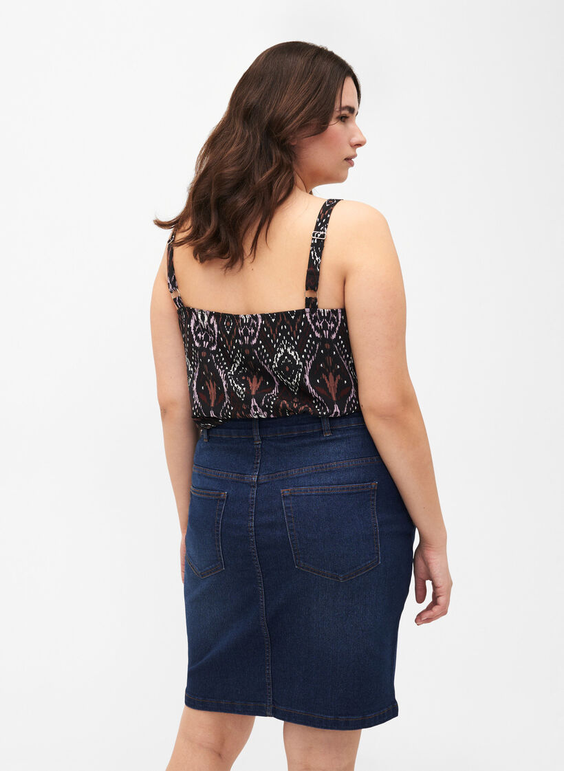 T&aelig;tsiddende denim nederdel, Bl&aring;, Model image number 1