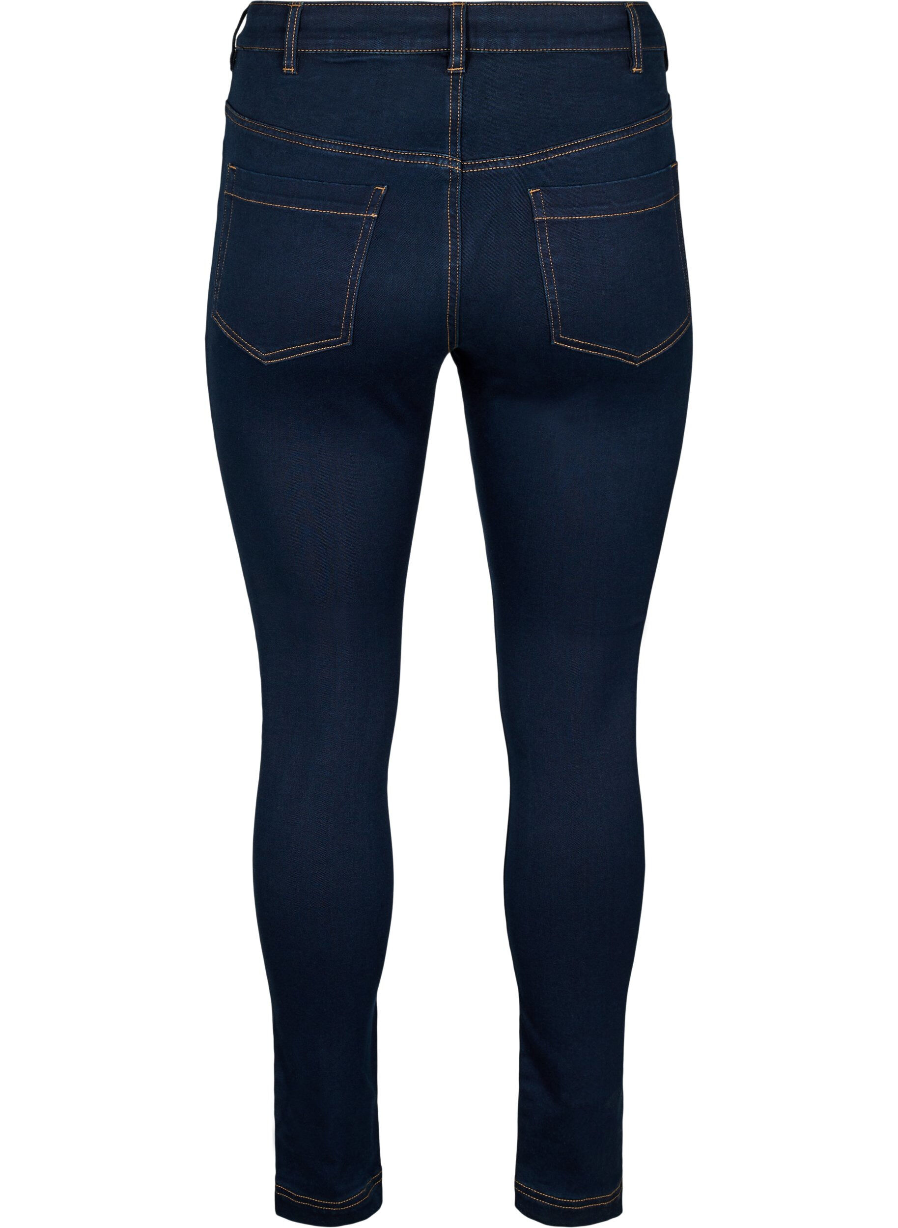 ZizziSuper slim Amy jeans med h&oslash;j talje, Unwashed, Packshot image number 1