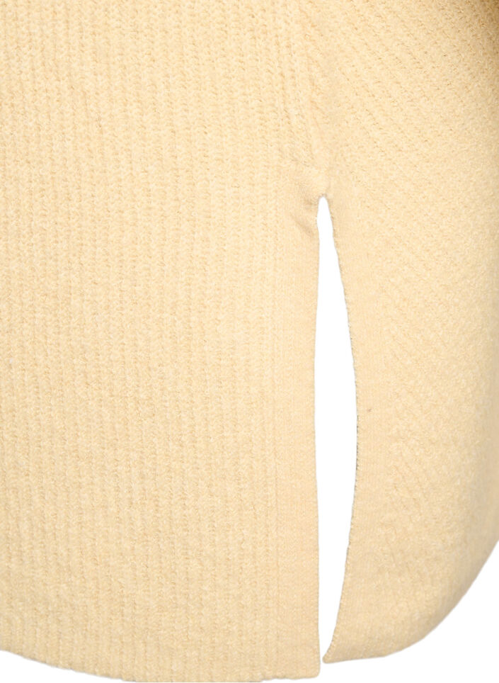 Strikbluse med diagonalt m&oslash;nster og raglan&aelig;rmer, Gul, Packshot image number 3