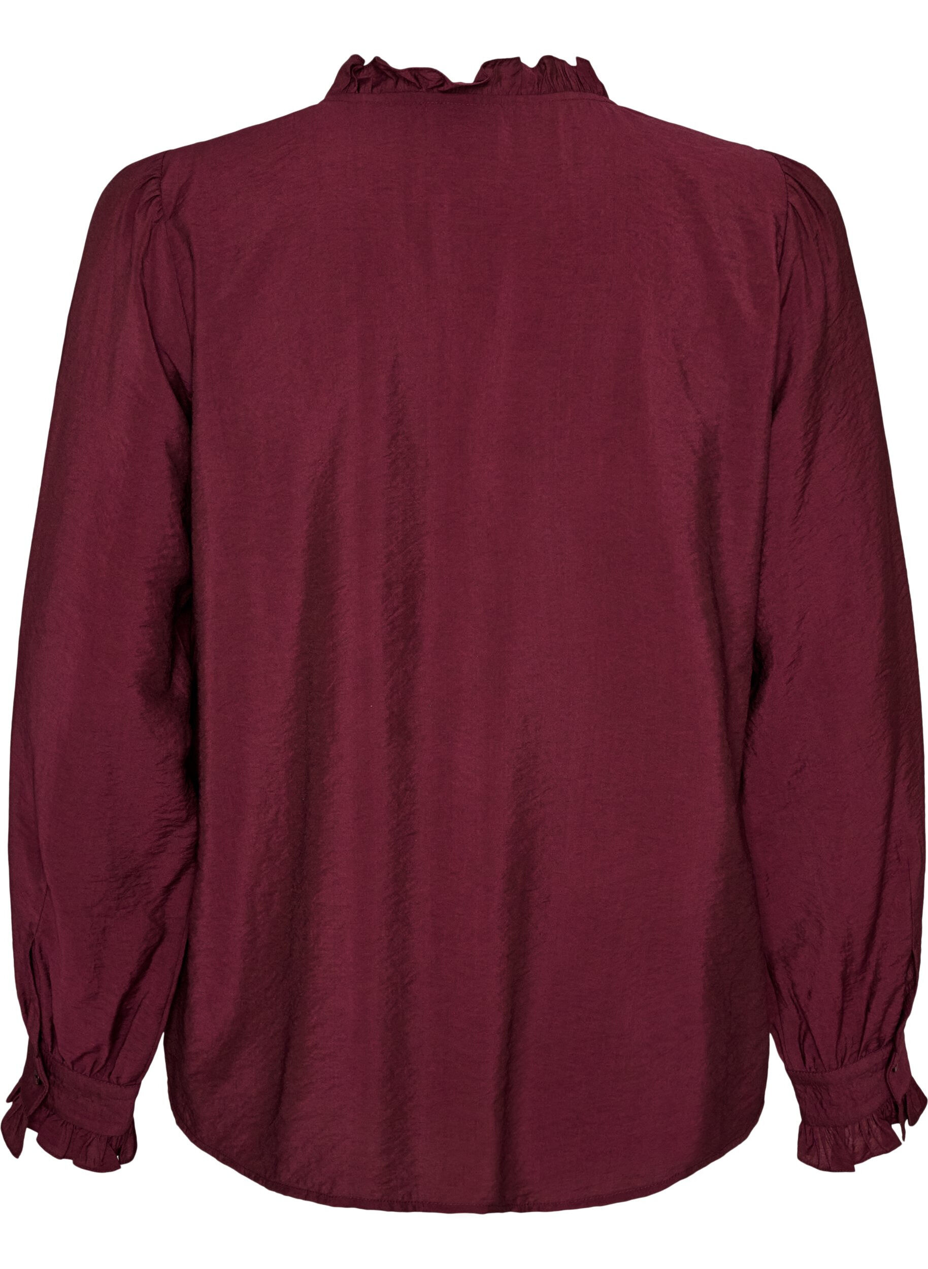 ZizziSkjortebluse med broderede blomsterapplikationer, R&oslash;d, Packshot image number 1