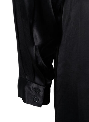Lang shiny skjorte med slids, Black, Packshot image number 3