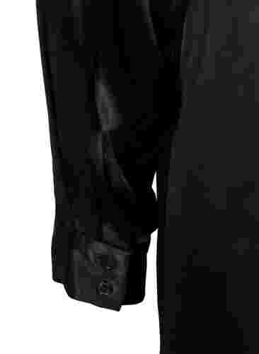 Lang shiny skjorte med slids, Black, Packshot image number 3
