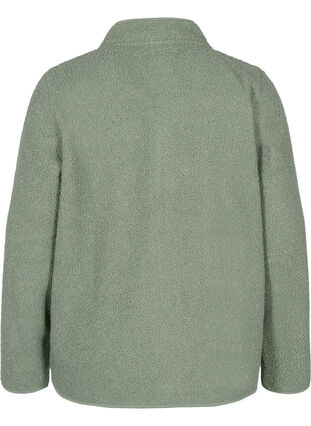 Kort teddy jakke med lommer, Agave Green, Packshot image number 1