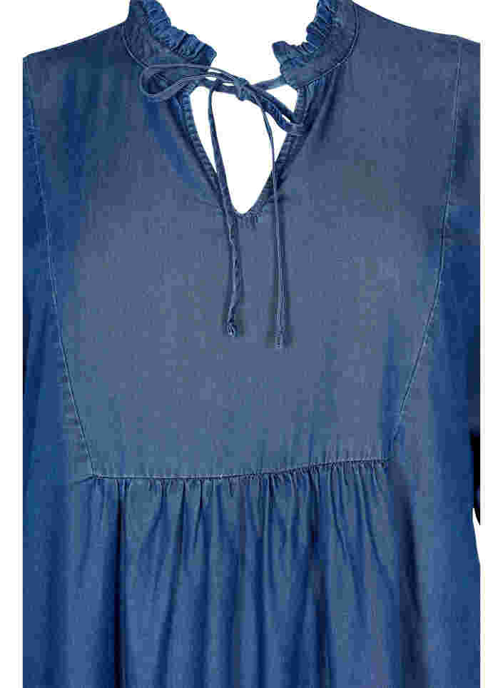 Kjole med 3/4 ærmer i lyocell (TENCEL™), Blue denim, Packshot image number 2