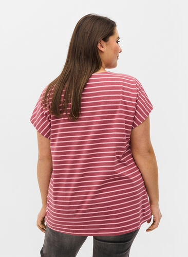 Bomulds t-shirt med striber, Apple Butter Stripe, Model image number 1
