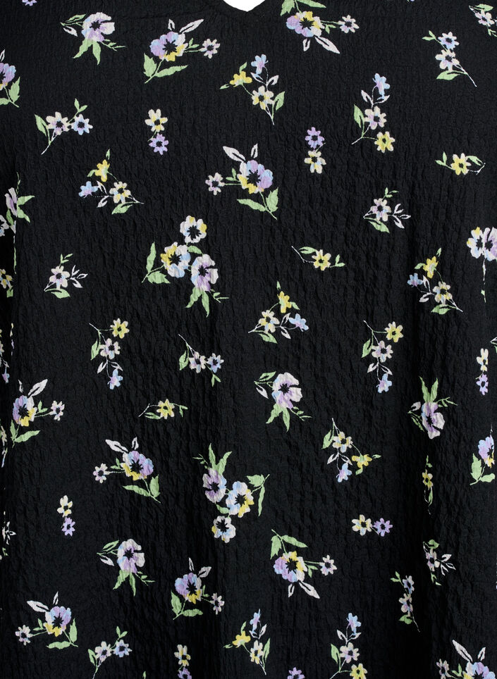 FLASH - Kort&aelig;rmet kjole med V-hals, Sort, Packshot image number 2