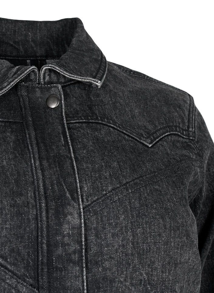 Denimjakke med skjult lynl&aring;s, Dark Grey Denim, Packshot image number 2