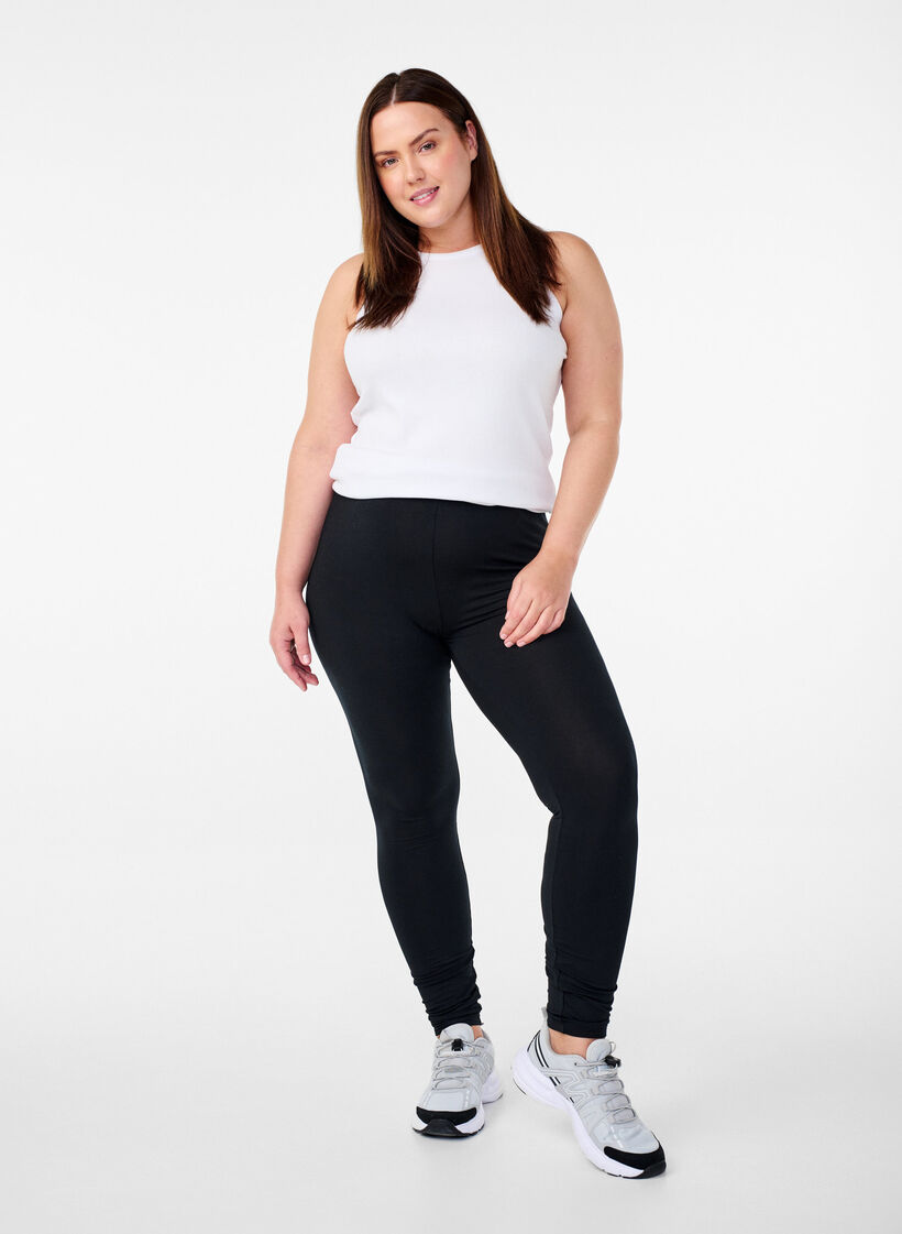 Basis leggings med ekstra l&aelig;ngde, Sort, Model image number 1