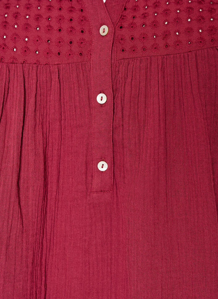 Tunika i bomuldsmusselin med broderi anglaise, R&oslash;d, Packshot image number 2