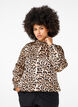 Bluse med smock og leopardprint, Brun, Model image number 0
