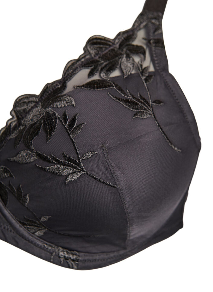 Vatteret bøjle bh med broderi, Sort, Packshot image number 2