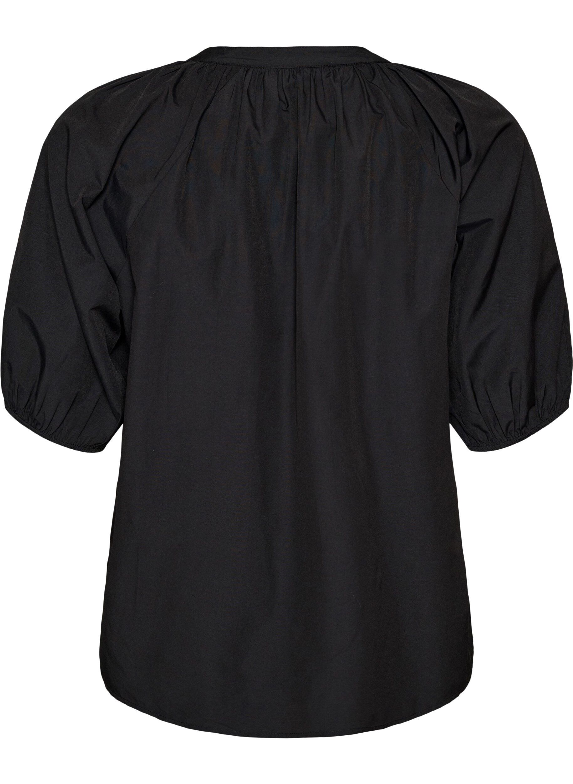 ZizziSkjortebluse med knaplukning og bindeb&aring;nd, Sort, Packshot image number 1