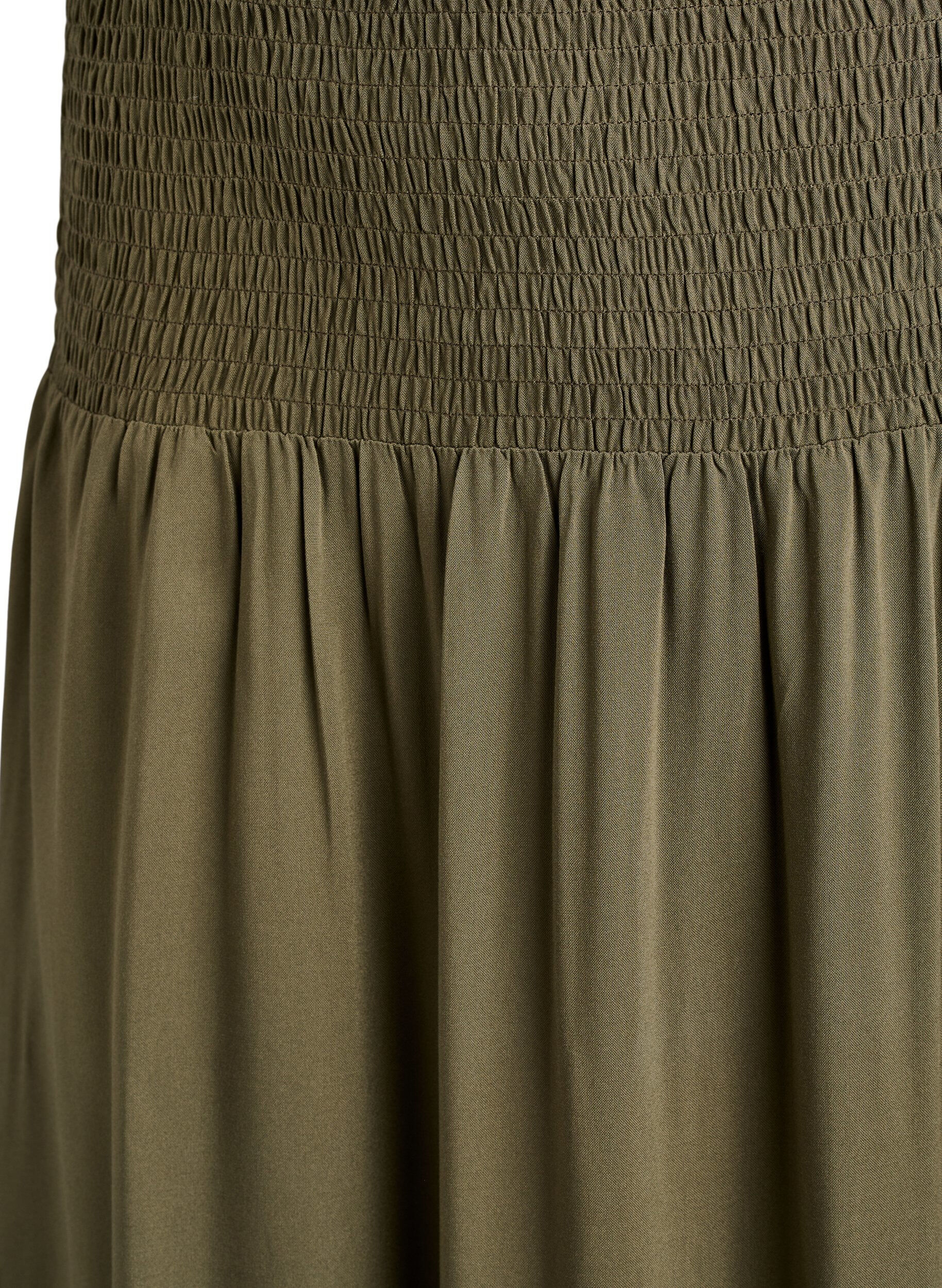 ZizziMaxinederdel i viskose med smock, Gr&oslash;n, Packshot image number 2