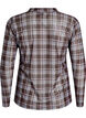 Mesh bluse med ternet m&oslash;nster, Bl&aring;, Packshot image number 1