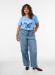 T-shirt i bomuld med frontprint og V-hals, Bl&aring;, Model image number 1