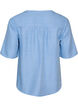Skjortebluse med v-hals og korte &aelig;rmer, Bl&aring;, Packshot image number 1