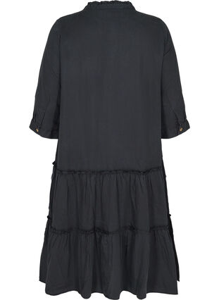 Lyocell kjole med knapper , Black, Packshot image number 1