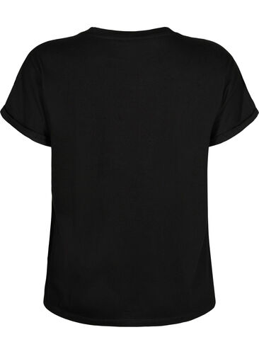 Løs t-shirt med broderi anglaise, Black, Packshot image number 1