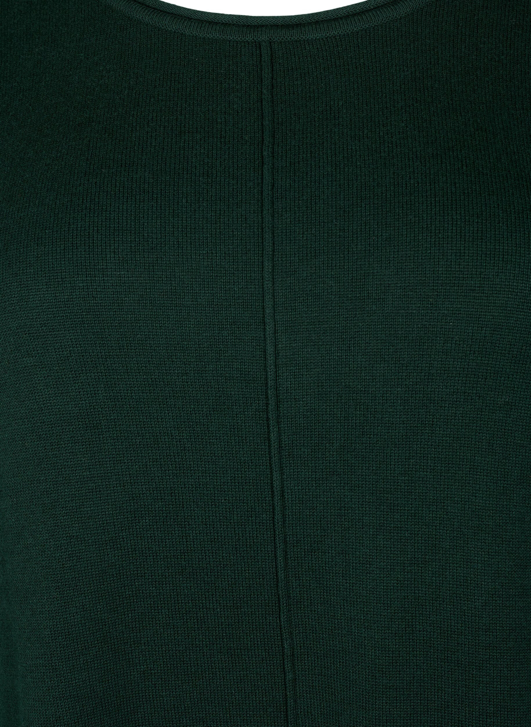 Zizzi Strikbluse i bomulds-viskosemix, Gr&oslash;n, Packshot image number 2