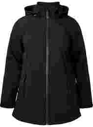 Softshell jakke med aftagelig hætte, Black