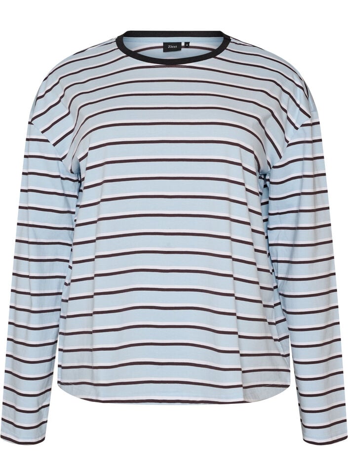 Basis t-shirt med lange &aelig;rmer, Bl&aring;, Packshot