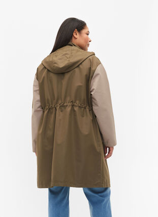 Kontrastfarvet jakke med lommer, Dark Olive Comb., Model image number 1