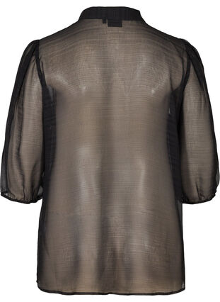 Transparent skjorte med 3/4 pufærmer, Black, Packshot image number 1