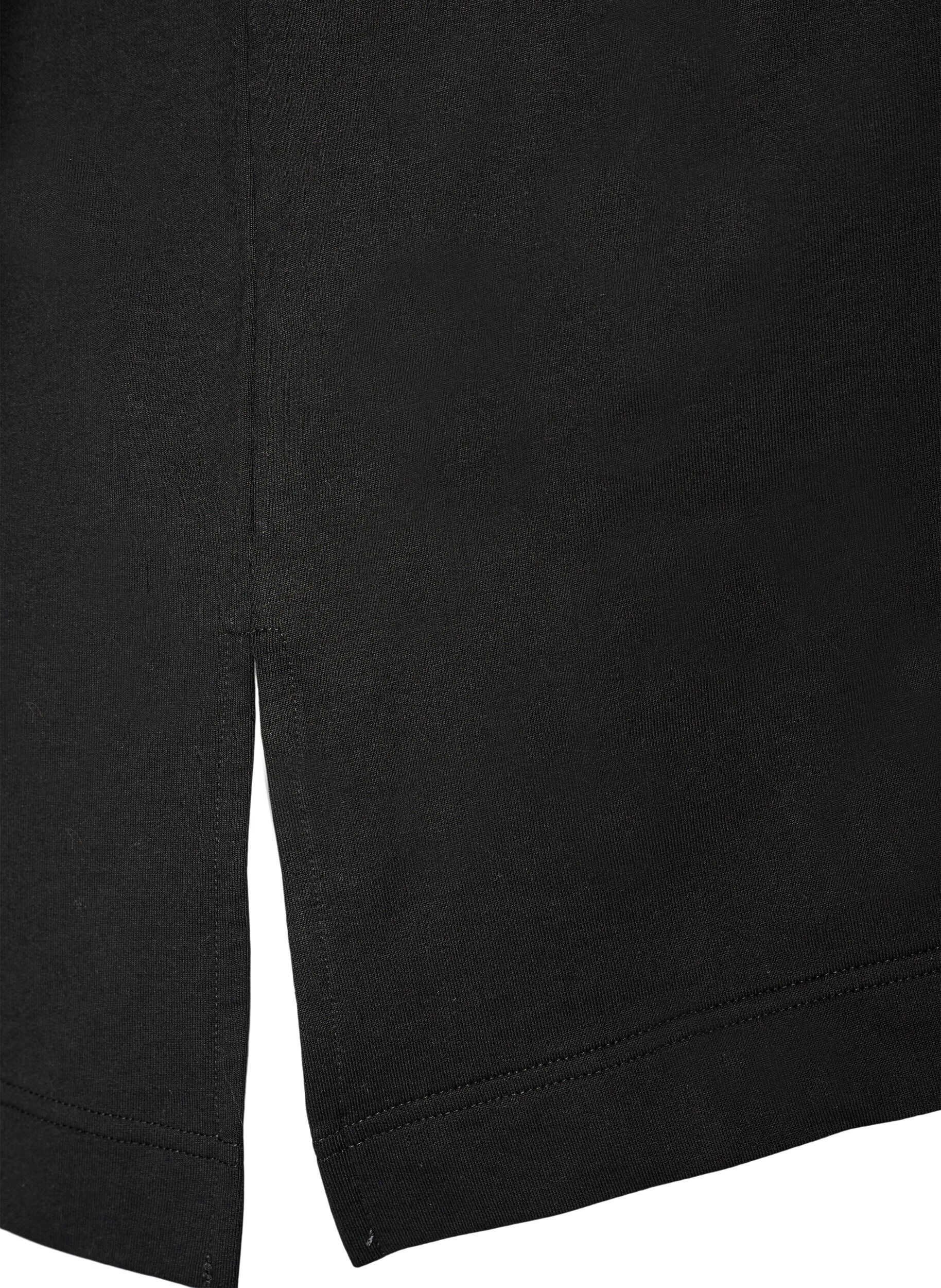 Zizzi Active T-shirt med loose fit og broderet statement, Sort, Packshot image number 3