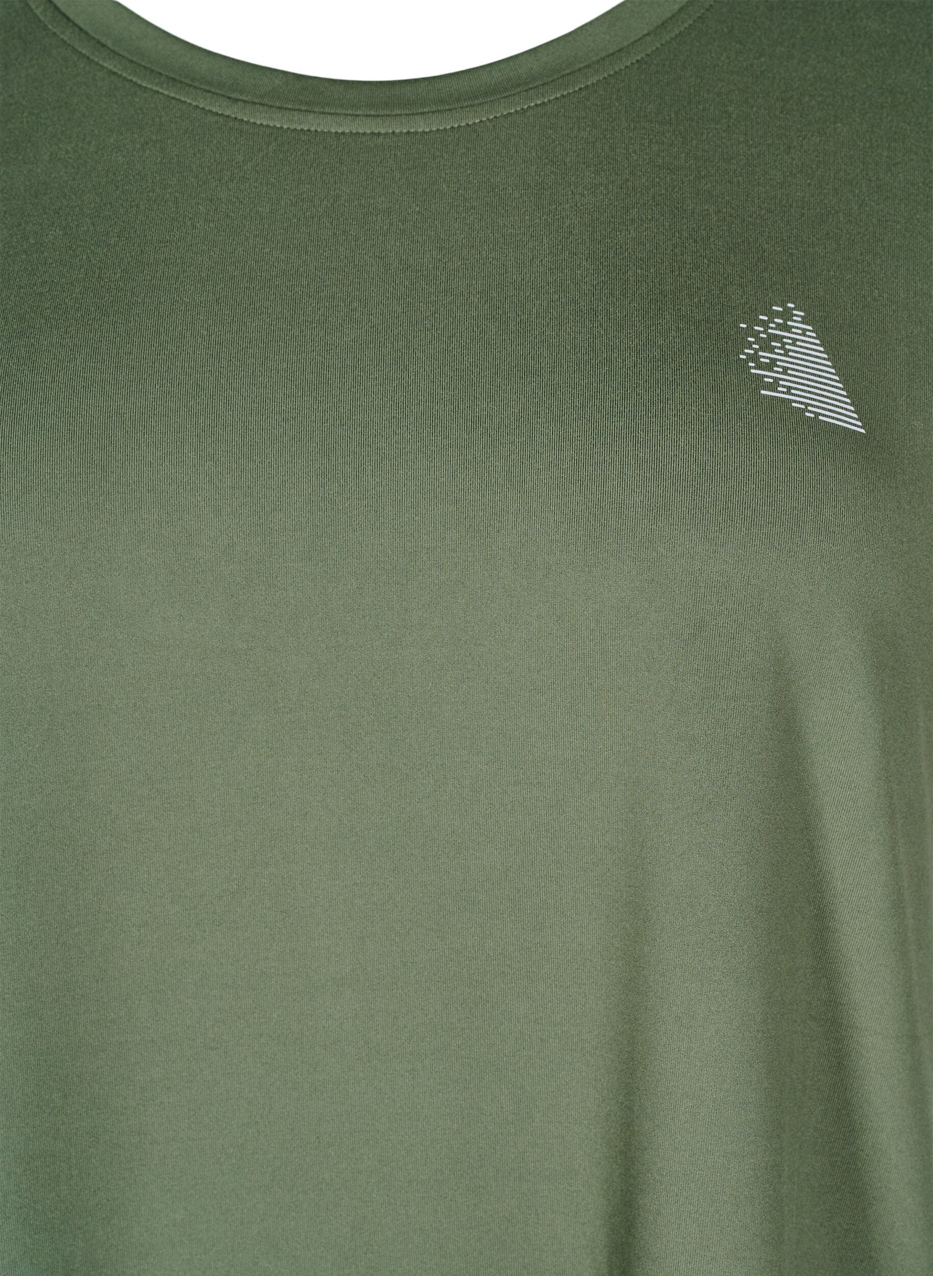 Zizzi Ensfarvet tr&aelig;nings t-shirt, Gr&oslash;n, Packshot image number 2