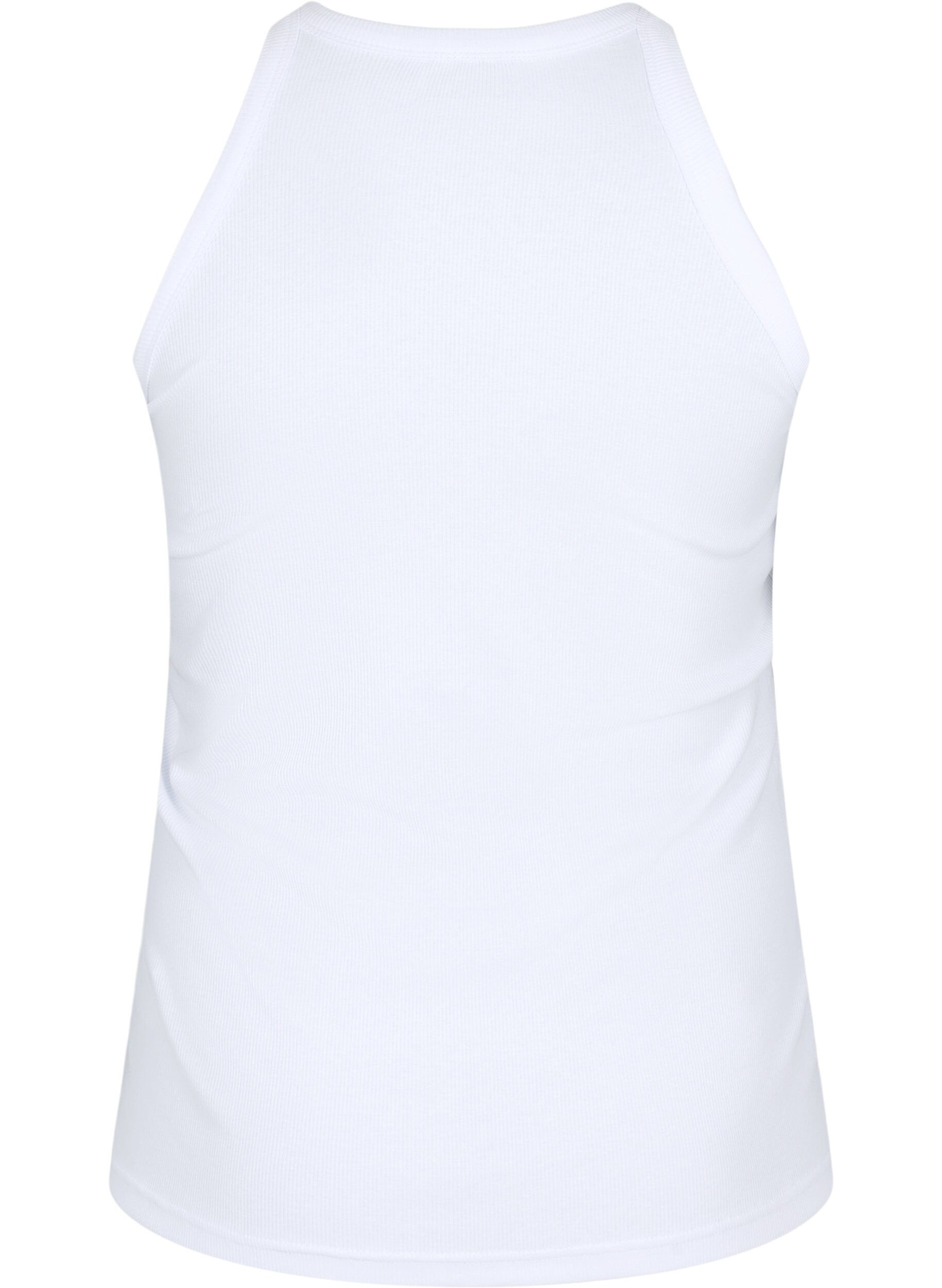 Zizzi Ribbet tanktop i bomuld, Bright White, Packshot image number 1