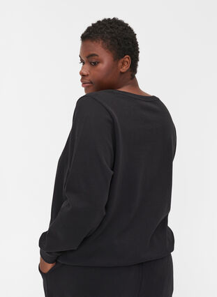 Sweatshirt i bomuldsmix, Black, Model image number 1