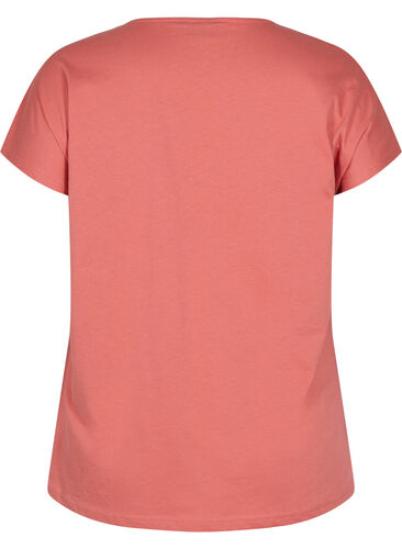 Bomulds t-shirt med printdetaljer, Faded RoseMel feath, Packshot image number 1
