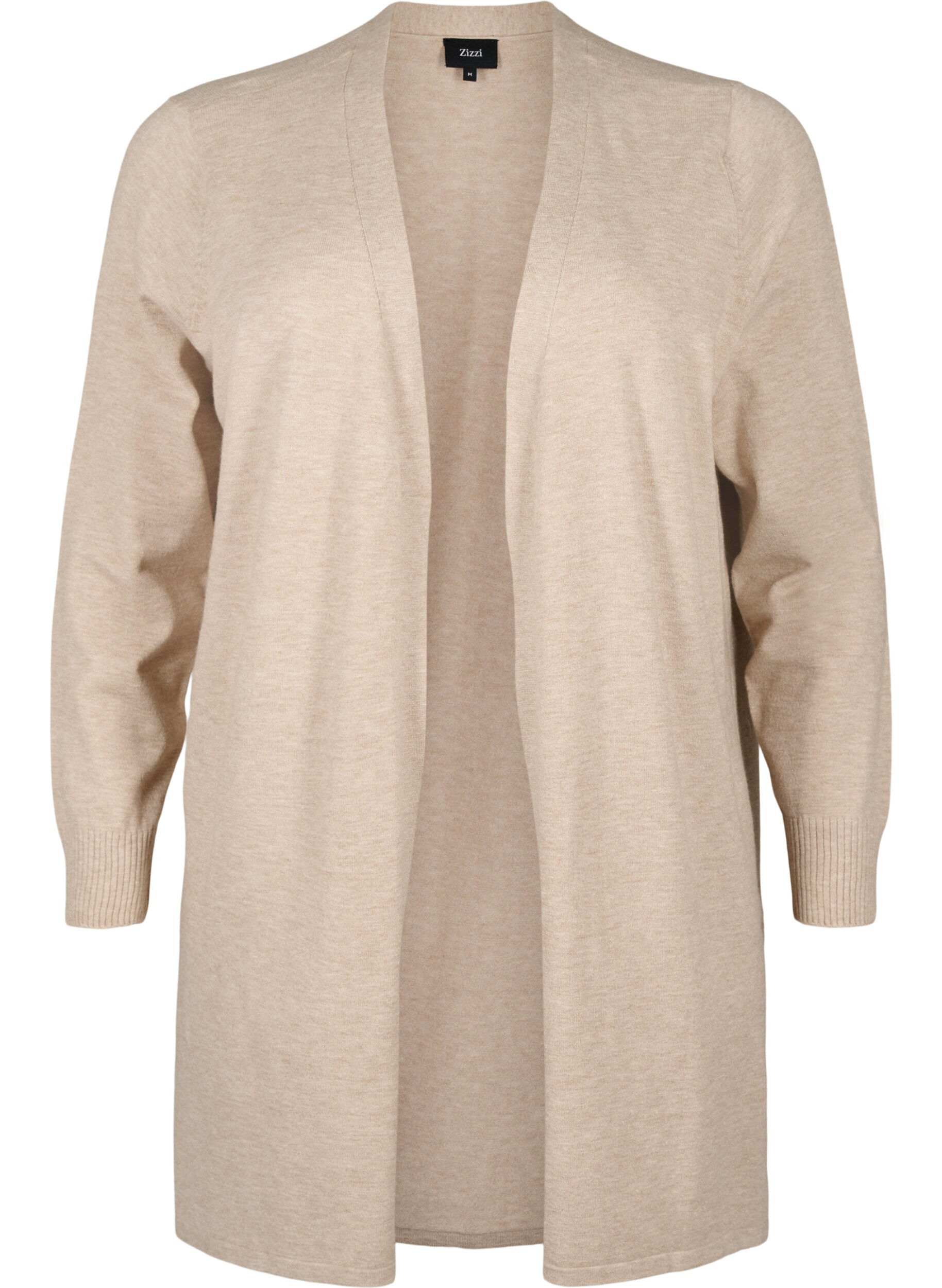 Zizzi Strikket cardigan med slids og rib, Simply Taupe Mel., Packshot image number 0