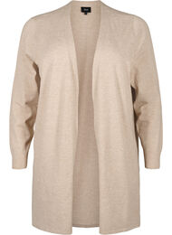 Strikket cardigan med slids og rib, Simply Taupe Mel.