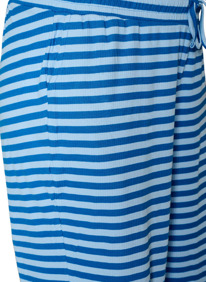 Stribede natbukser med h&oslash;j talje og brede ben, Bl&aring;, Packshot image number 2