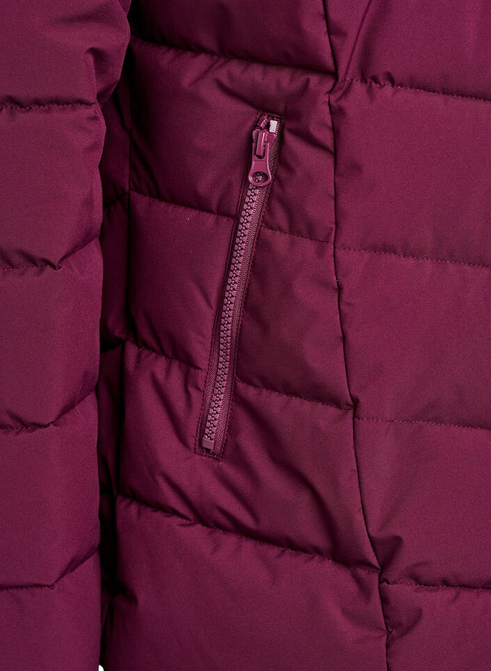 Kort pufferjakke med h&aelig;tte, M&oslash;rk Bordeaux, Packshot image number 3