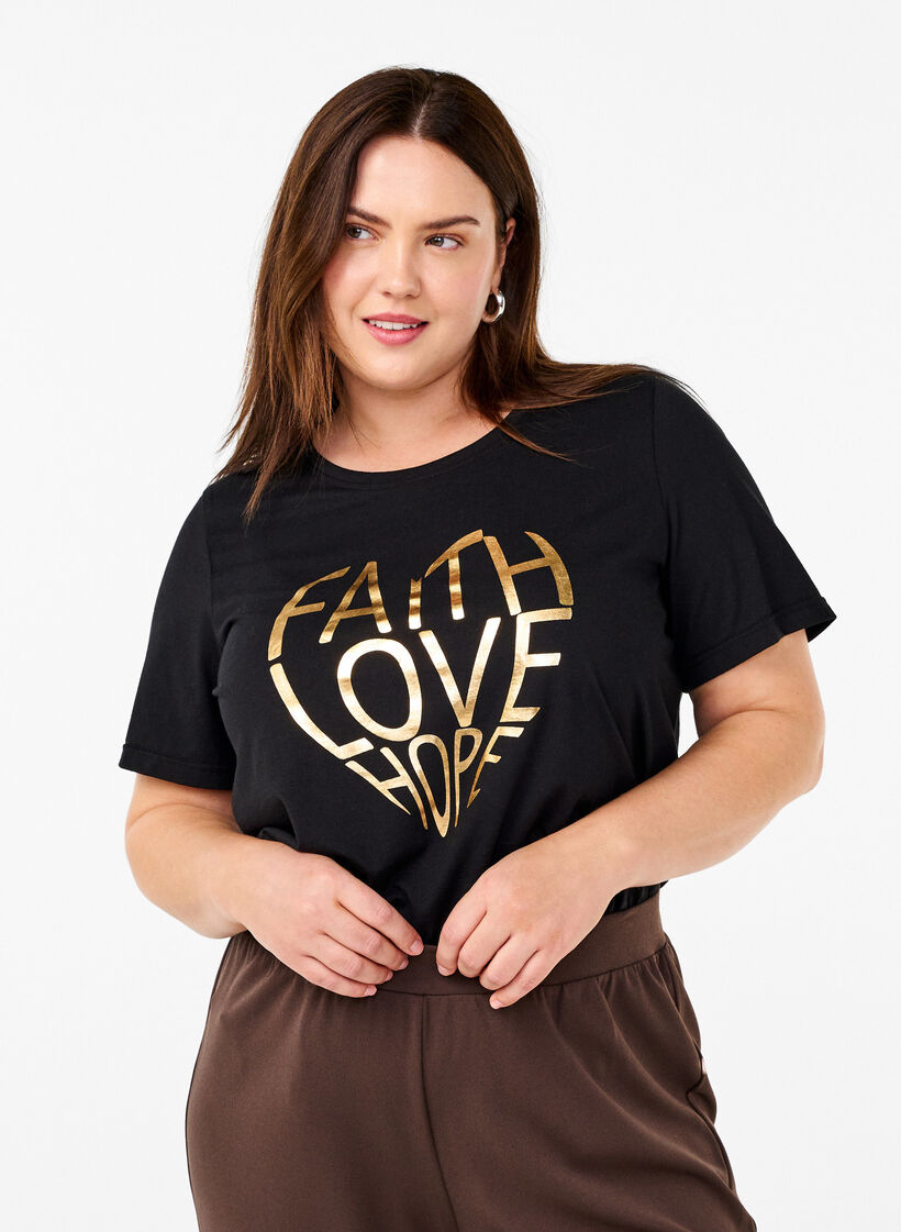 FLASH - T-shirt med motiv, Black Gold Faith, Model image number 0