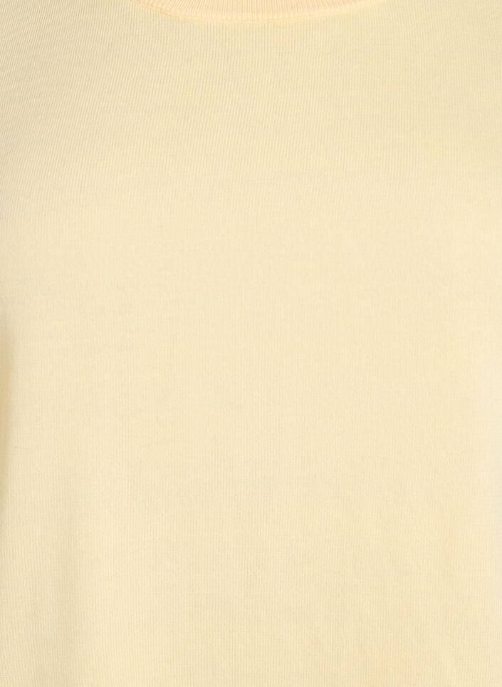 Finstrikket bluse med korte &aelig;rmer, Gul, Packshot image number 2