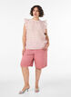 &AElig;rmel&oslash;s bluse med struktur og fl&aelig;ser, Lyser&oslash;d, Model image number 1