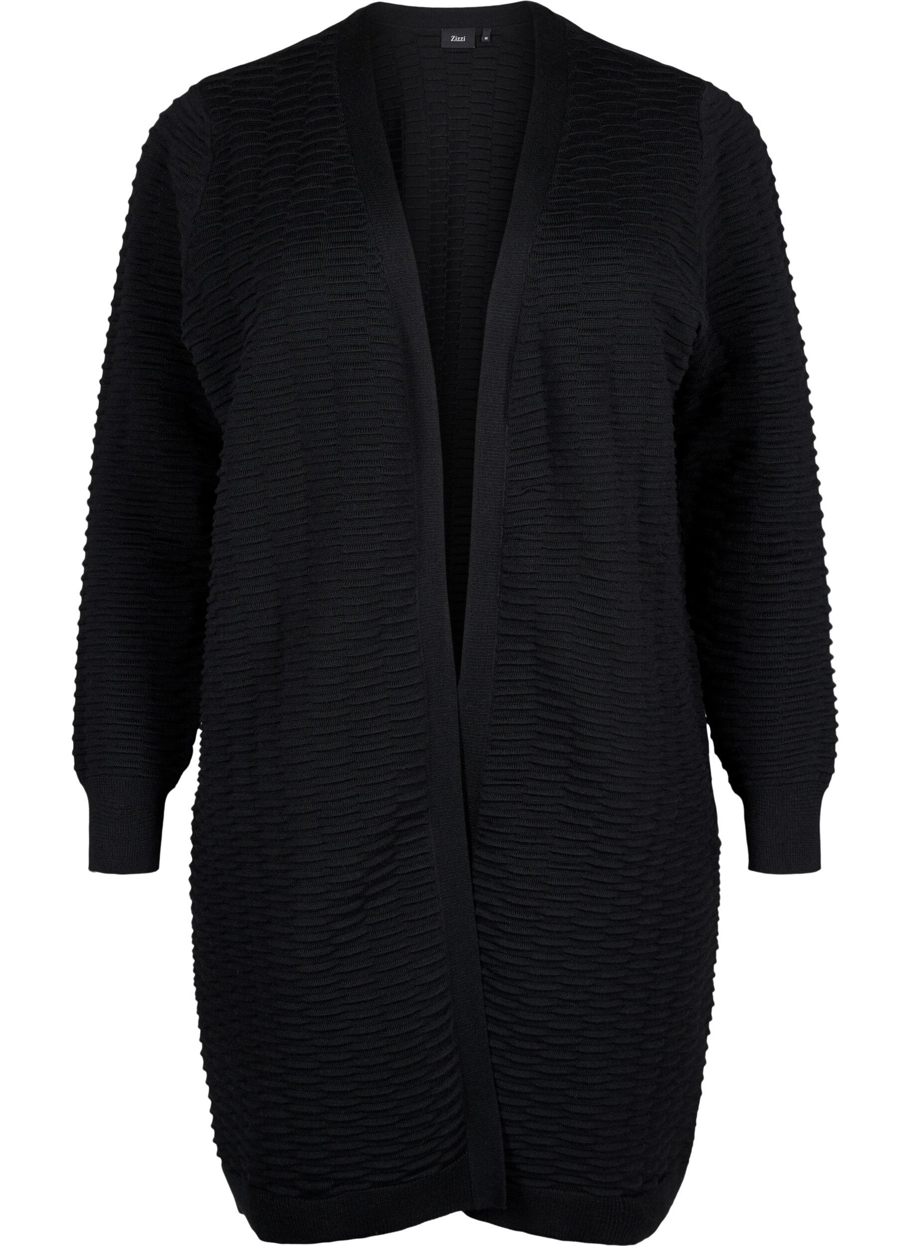 Zizzi Strikket cardigan i bomulds-viskose mix, Black, Packshot image number 0