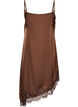 Satinkjole med blonde og asymmetrisk kant, Brun, Packshot image number 1