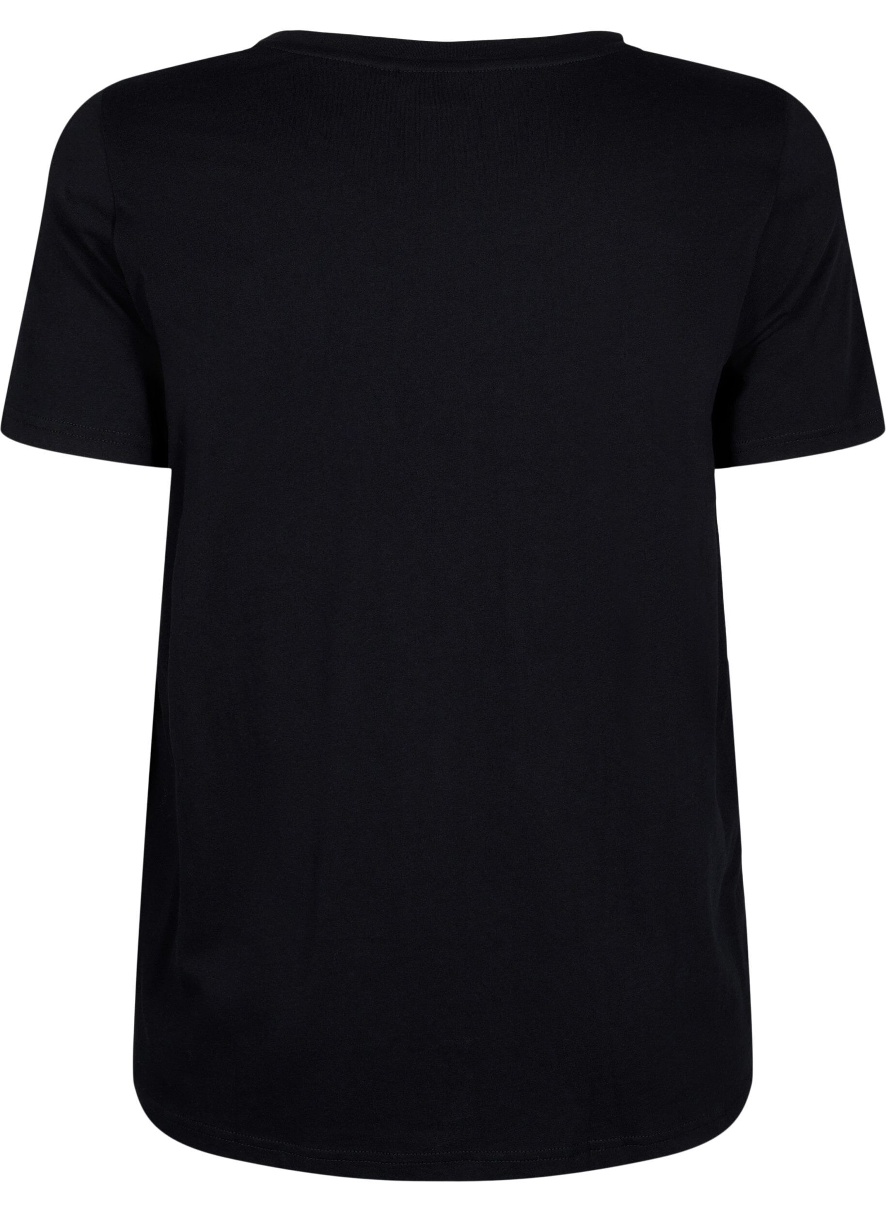Zizzi T-shirt med rhinesten, Black W. Rhinestones, Packshot image number 1