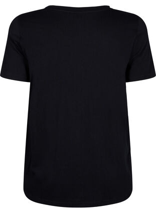T-shirt med tekst motiv, Black W. Rhinestones, Packshot image number 1