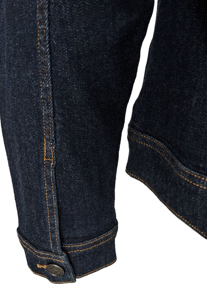 Klassisk denimjakke med kontrastsyninger, Bl&aring;, Packshot