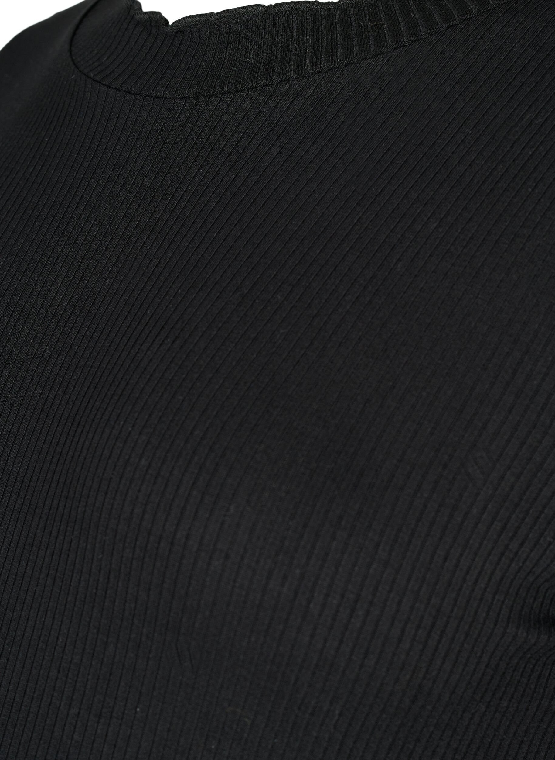 Zizzi Lang&aelig;rmet graviditets bluse i rib, Black, Packshot image number 2