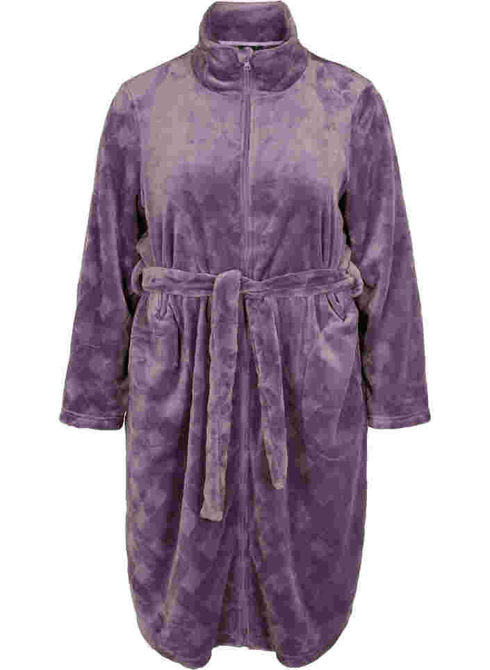 Morgenkåbe med lynlås og lommer, Vintage Violet, Packshot image number 0