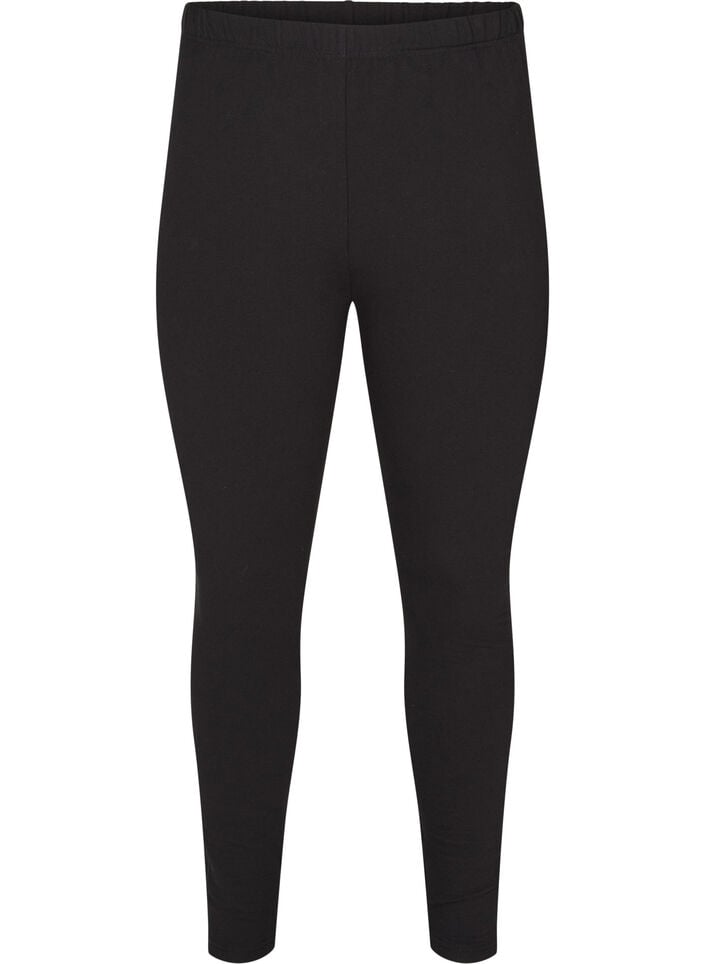 Leggings i bomuld med foer, Sort, Packshot image number 0
