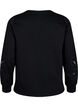 Sweatbluse med broderede udskæringer, Black, Packshot image number 1
