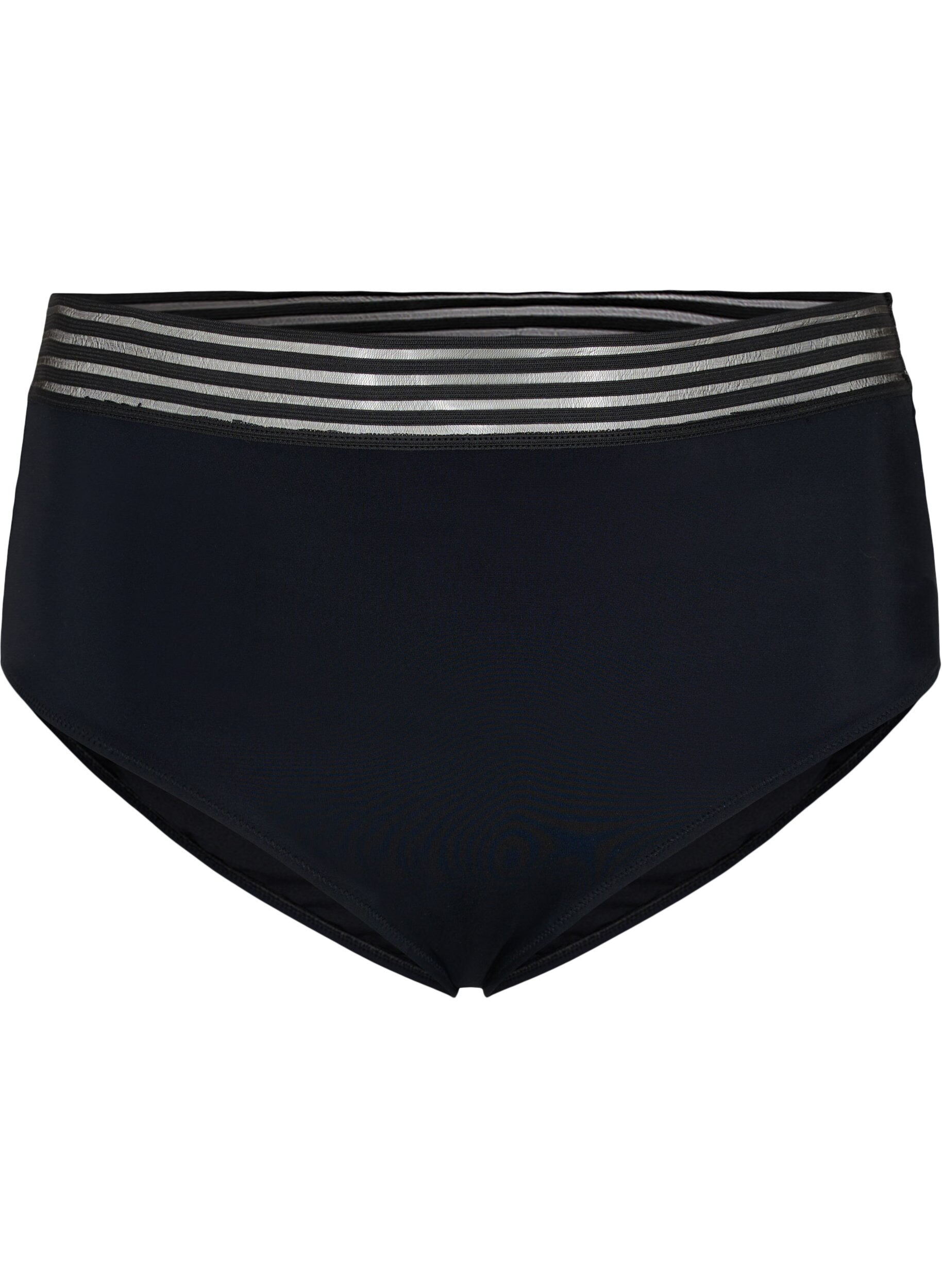 Zizzi H&oslash;jtaljet bikini trusse med mesh, Black, Packshot image number 0